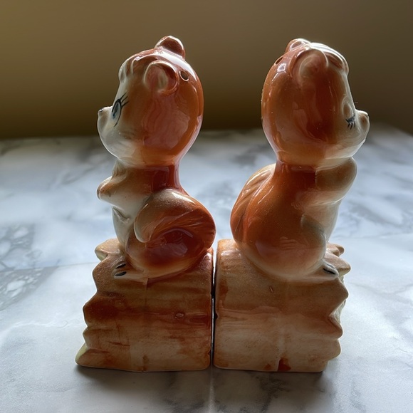 VTG Giftcraft Squirrels On Logs Salt & Pepper Shakers MCM Japan - Picture 3 of 11